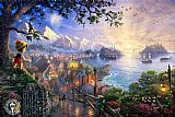 Star Paintings - Pinocchio Wishes Upon a Star by Thomas Kinkade